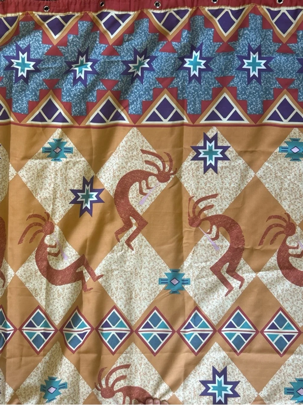 Kokopelli‎ Print Shower Curtain with Matching Holders